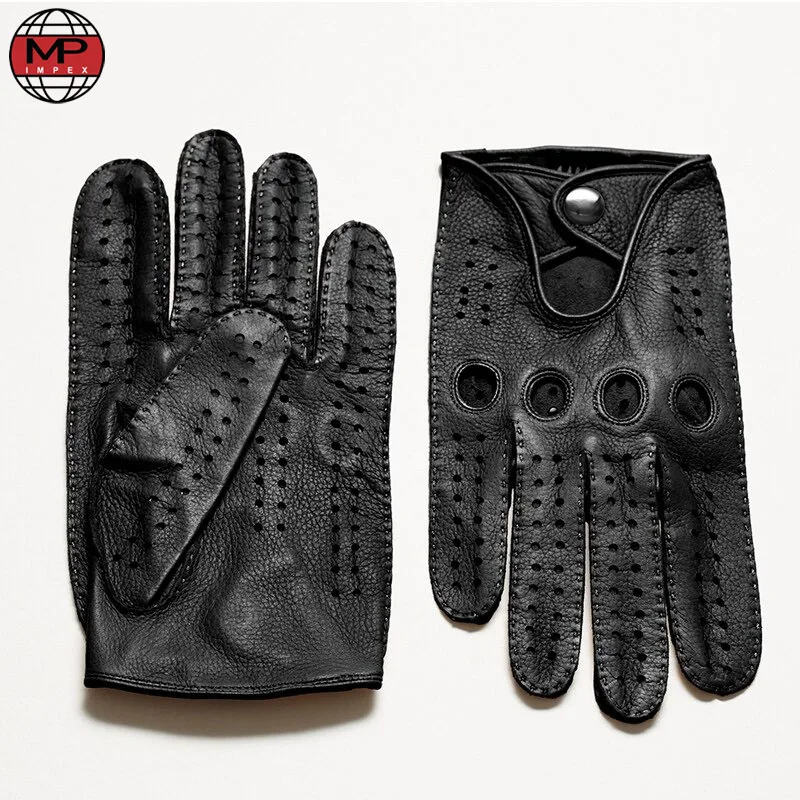 New Arrival Luxury Mens Genuine Leather Gloves Sheepskin Gloves Fashion Men Black Breathable Driving Gloves For Male Mittens