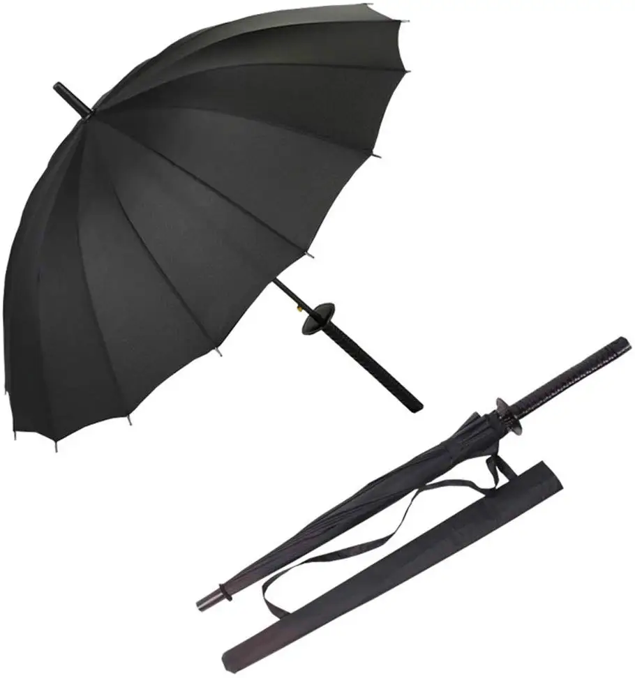 24ribs 16ribs 8ribs big size innovate new creative semi auto japanese katana handle blade runner samurai sword umbrella