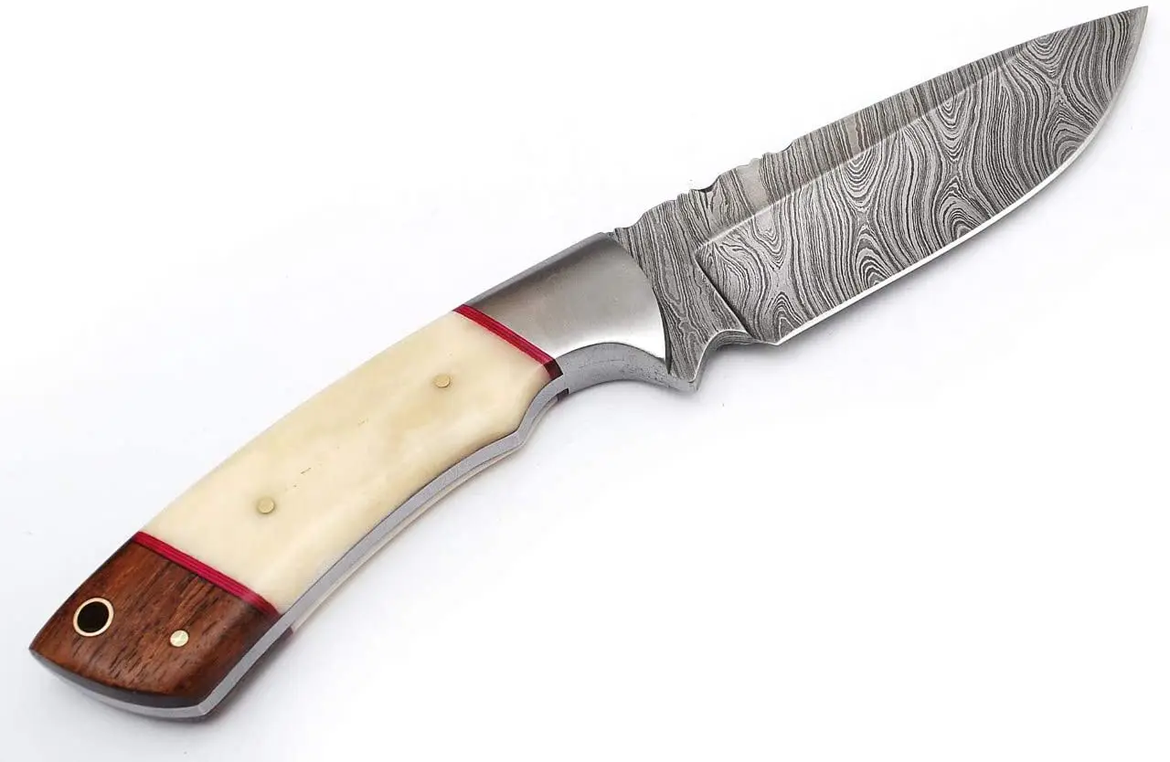 Hunting Knife Best Damascus Skinning for Hunting and Camping Knife with Leather Sheath UTILITY Knife Box OEM 2021 Damascus Steel