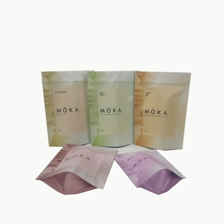 Free sample stand up ziplock bag for bath salts packaging the aluminium foil bag with tear notch for bath salts packaging