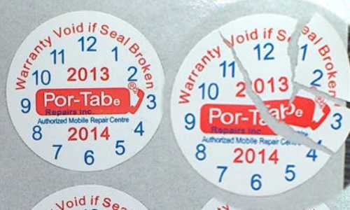 Destructive Vinyl Label Round Warranty Expired Date Egg Shell Stickers