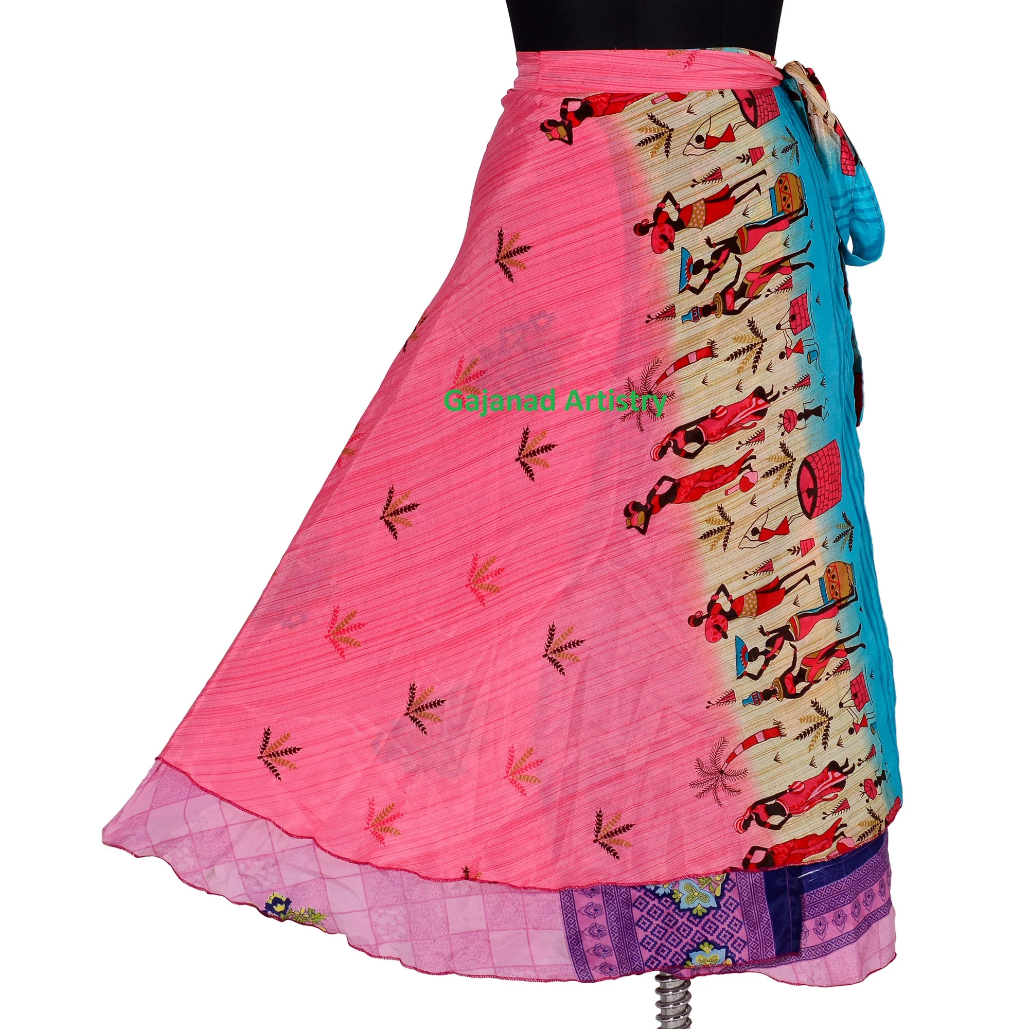 Wholesale lot Vintage Indian Silk Maxi Skirt Bohemian Floral maxi Hippie Skirts Boho Summer skirts Wrap one size