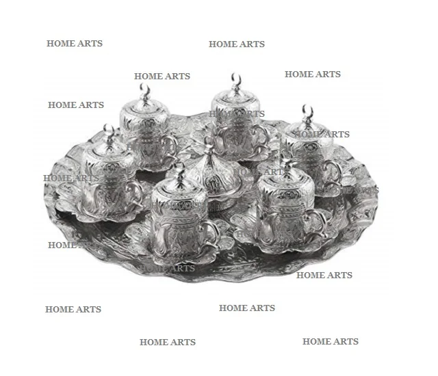 Newest Design Aluminium Tea Cup And Saucer Silver Color Customized Shape And Size Restaurant Cup Saucer Set