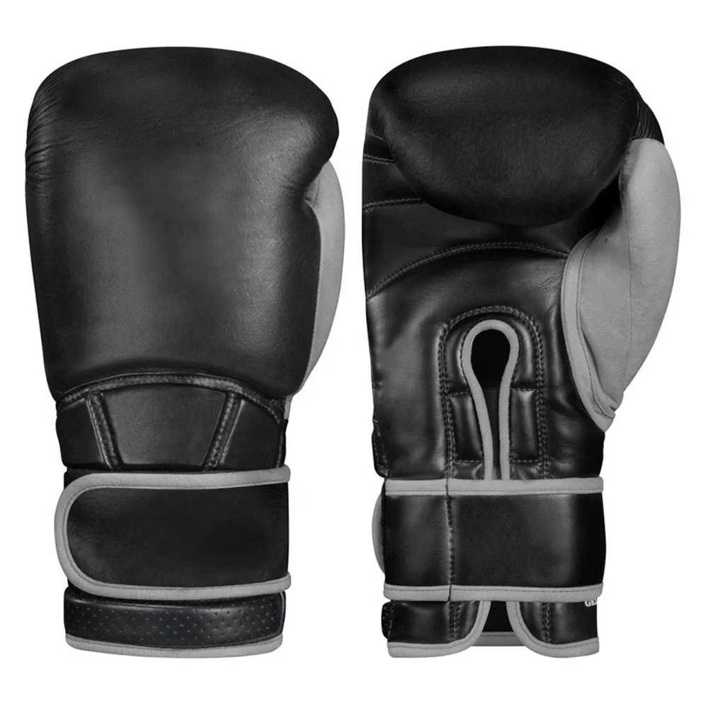 
 Professional Black Cowhide Leather Boxing Gloves | Punching Fighting MMA Muay Thai Sparring Gloves For Sale  