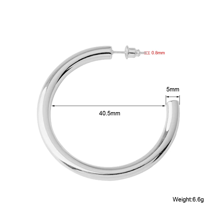 High Quality Good Price Stainless Steel Custom Gold Plated Thick Chunky Open C Shape Stud Ear Piercing Ohrring Big Hoop Earring