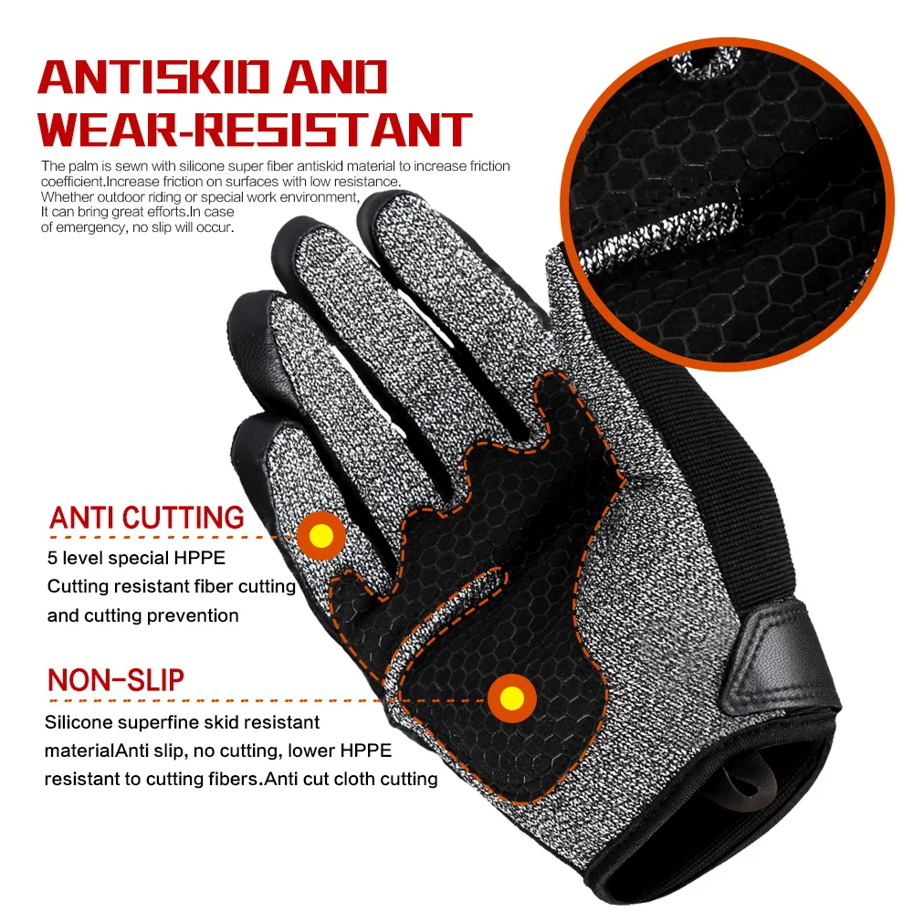 Anti- Cut Level 5A Protection Miliary Combat Gloves Hard Knuckle Shell Cut Resistant Outdoors Riding Cycling Tacical Glove