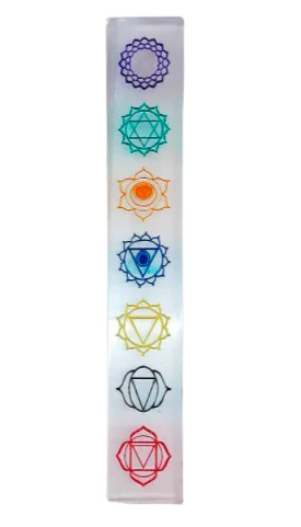 selenite crystal charging plate Engraved seven chakra with 7 chakra tumble Healing Crystals and stones