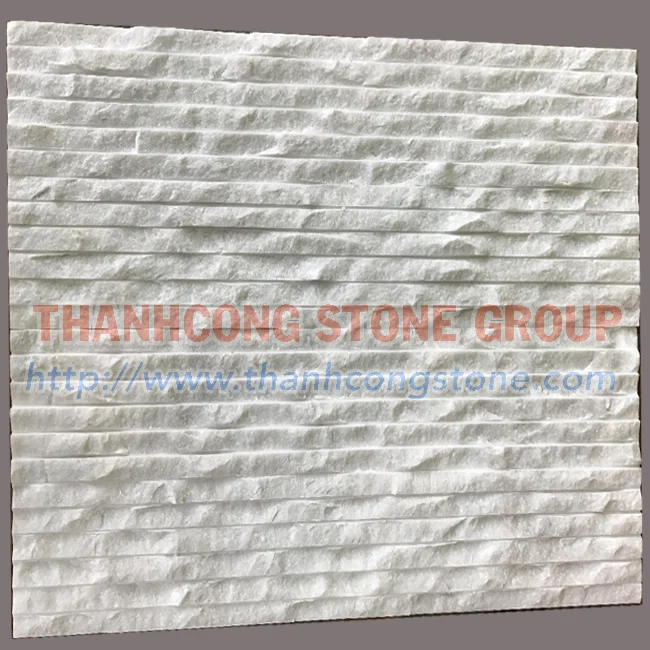 Milky White Marble Wave Shape Chiseled Tiles Made In Viet Nam Wholesale 100% Natural Material