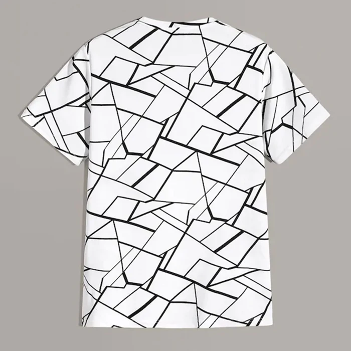 
men,s street wear clothing custom GEO printing crew neck t shits looking very cool high quality printing 