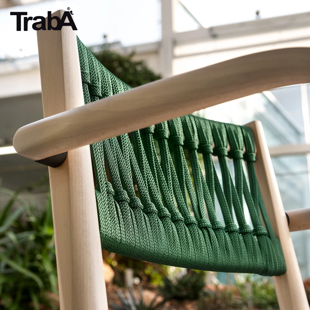 Best Quality armchair solid beech frame color rope backrest