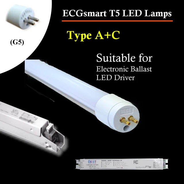 LED T5 Tube G5; Retrofit led t5 compatible electronic ballast ECG/EVG