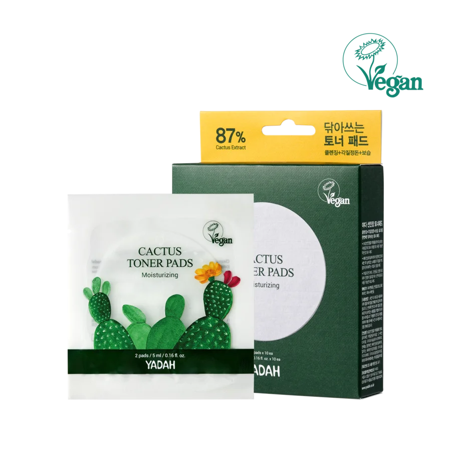 Private Label Wholesale Korean Skin Care YADAH CACTUS TONER NATURAL COTTON PADS Face Moisturizing and Softening All Skin Types