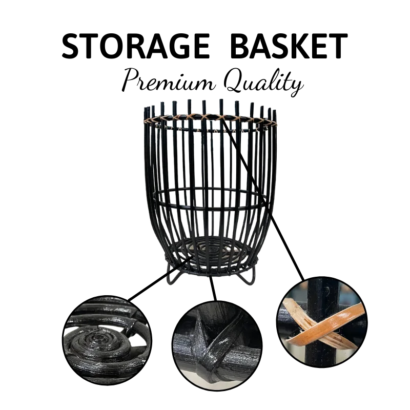 Good Price Large Black Rattan Basket For Storage Laundy Eco-friendly Material From Vietnam