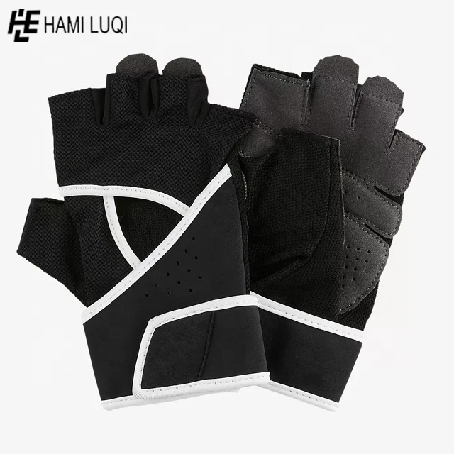Anti Slip Breathable Sports Workout Fitness Training Weight Lifting Gym Gloves with Wrist Wraps Black Unisex