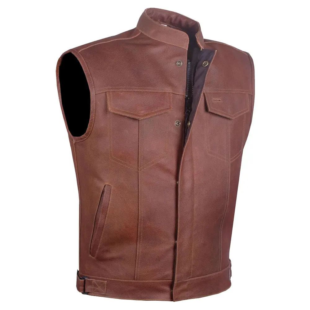 Fashion men leather Autumn and winter Sheepskin wool Vest leather vest motorcycle leather biker customized Vest