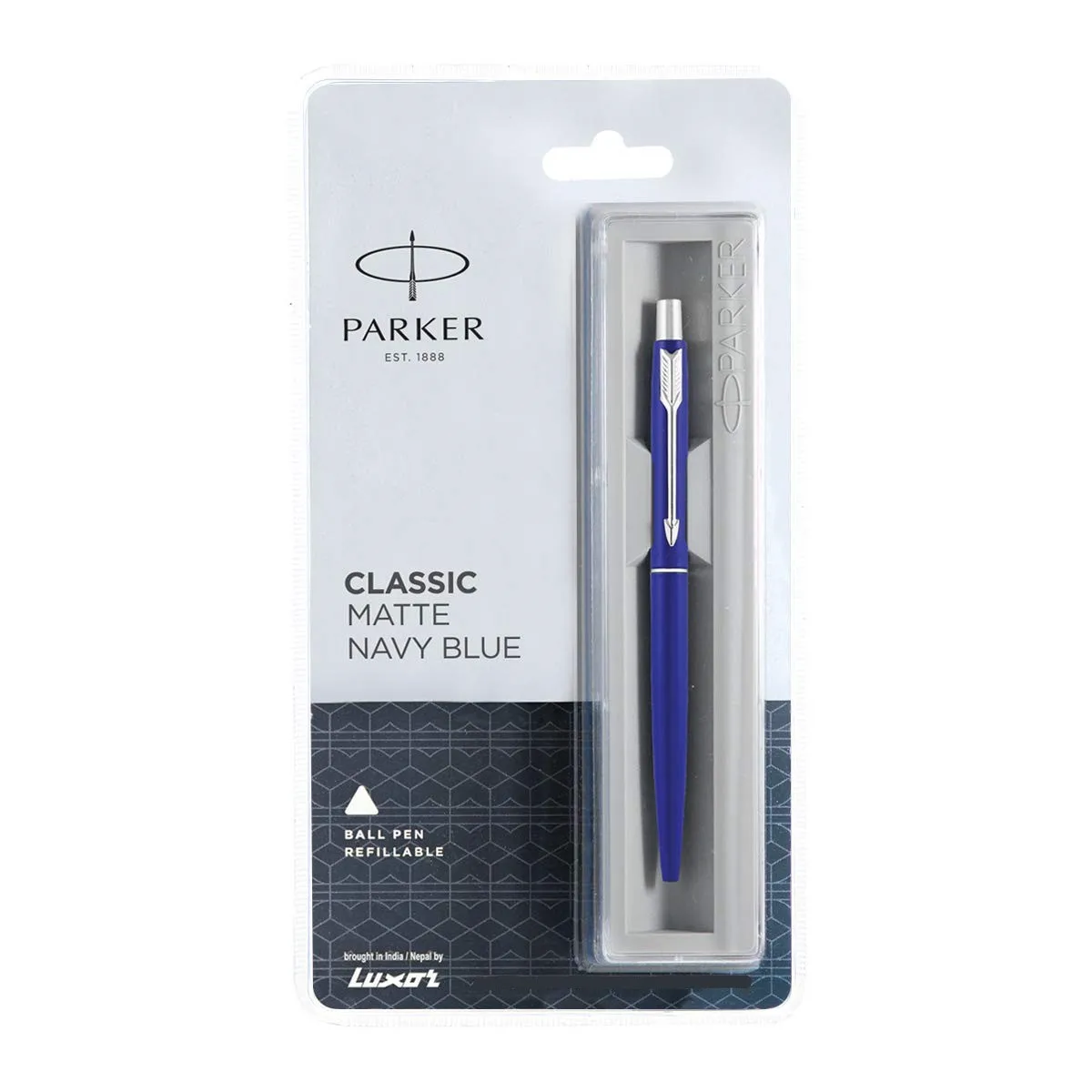 Matte Navy Blue stainless steel chrome trim Parker ballpen fine jotter ballpoint custom logo promotional pens blue ink