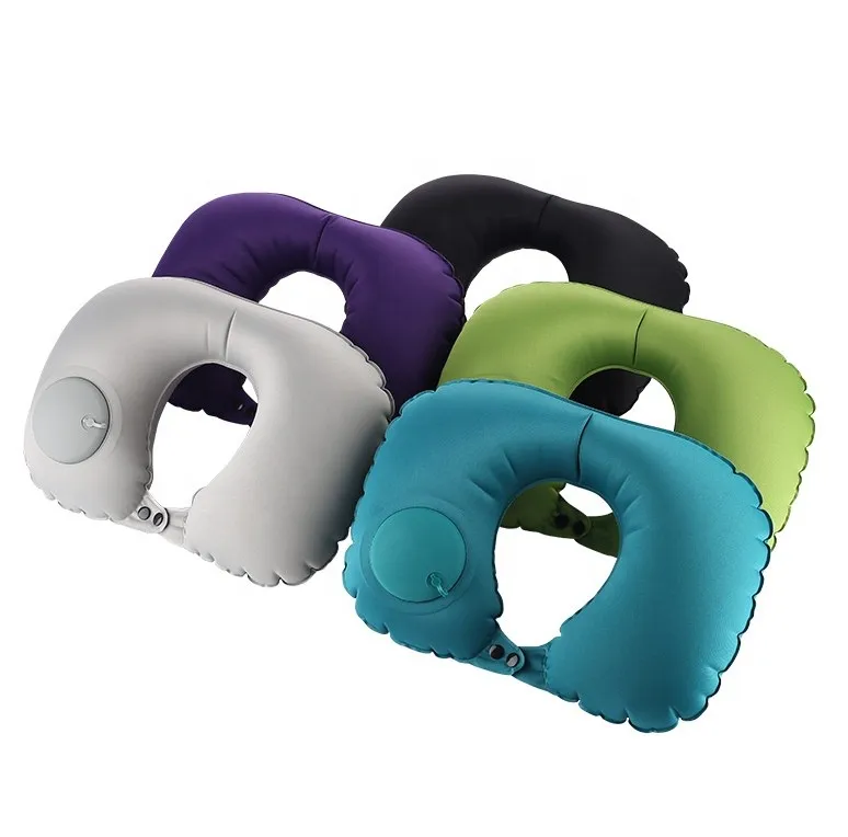 Portable Push Type Automatic Inflatable U Shape Pillow Neck Rest Air Cushion