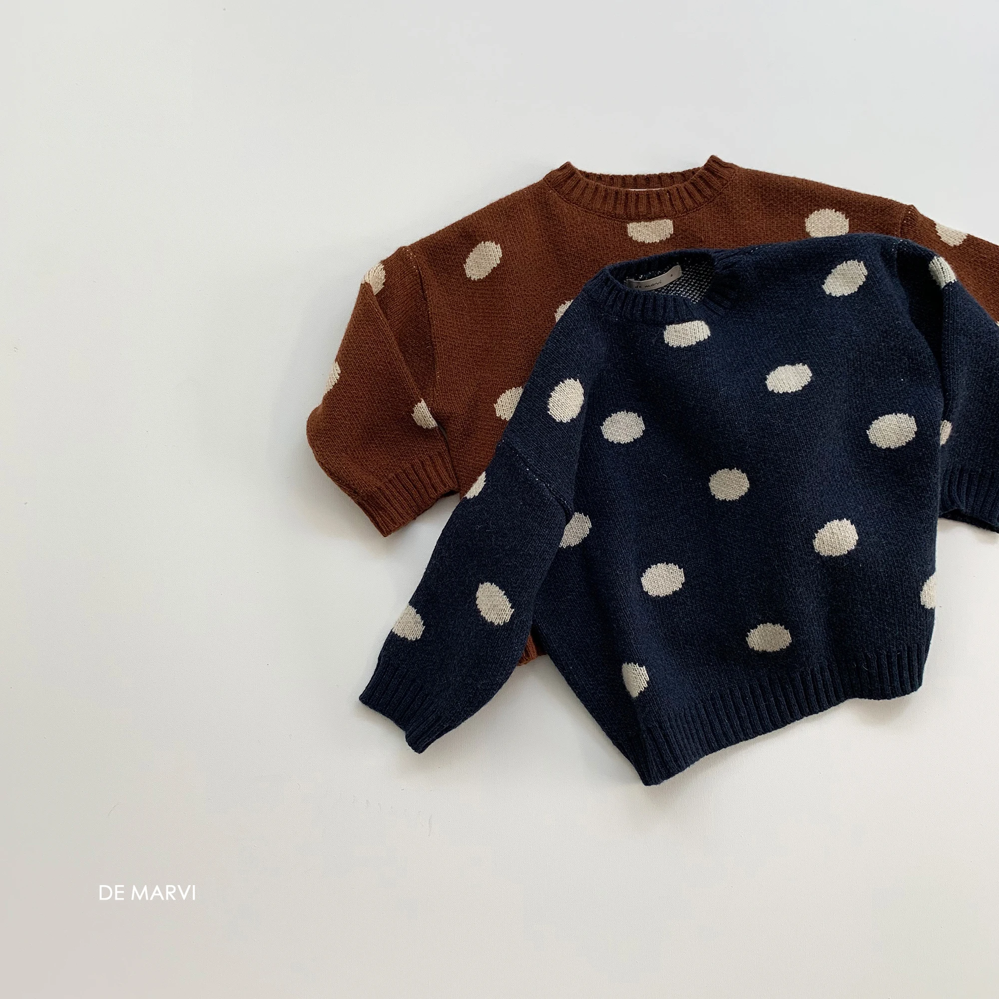DE MARVI Kids Toddler Dots Design Pullover Sweater Winter Autumn Clothing Fashion OEM Wholesale MADE IN KOREA