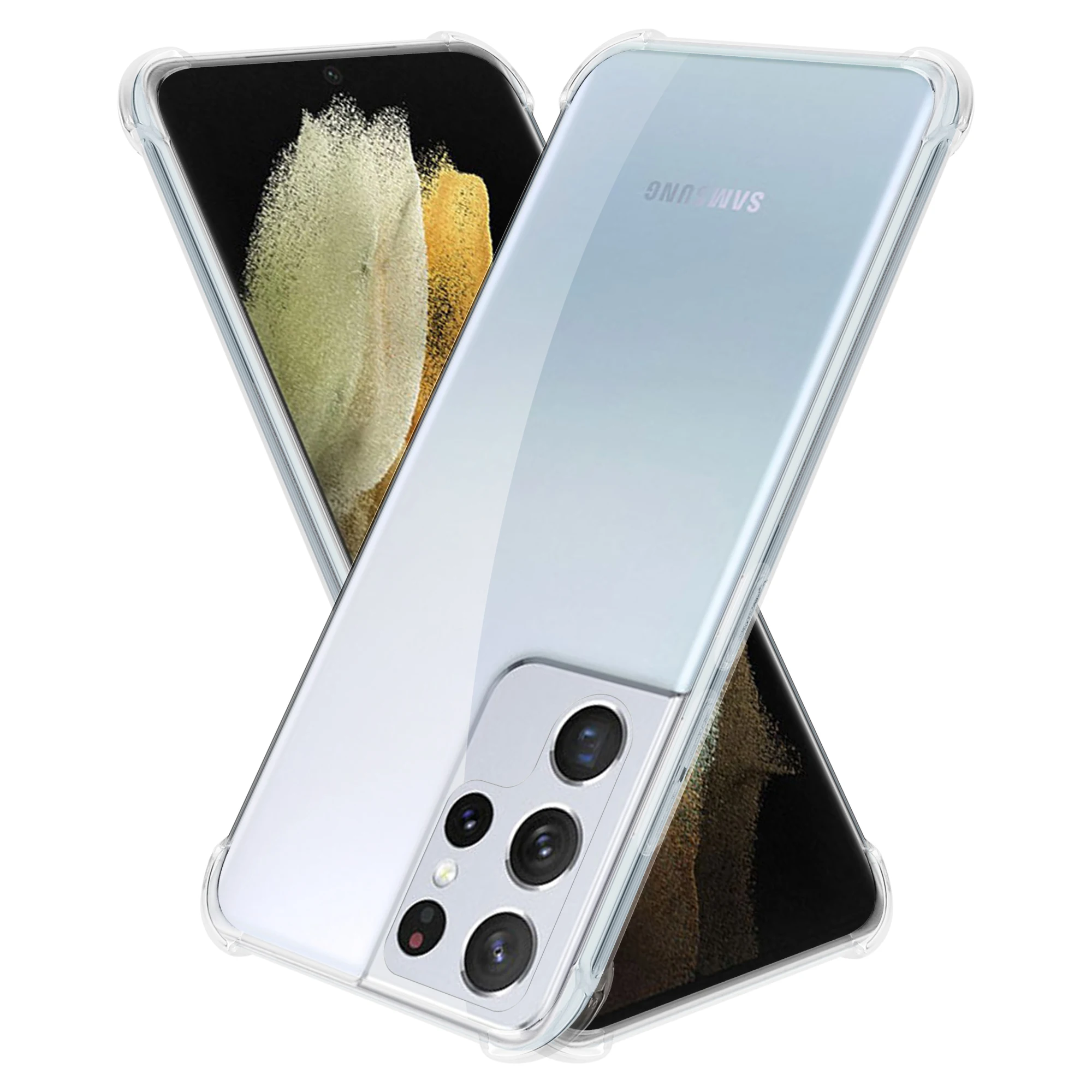 Transparent Alpha Gel Mobile Phone Case For Samsung Galaxy S22 Ultra, Shockproof TPU Phone Case  For S22 Ultra