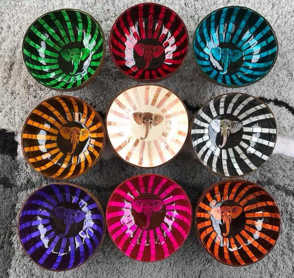 Экологичная чаша из кокосового лака/Высококачественная лакированная Кокосовая чаша, Кокосовая чаша ручной работы/декоративная цветная Кокосовая чаша