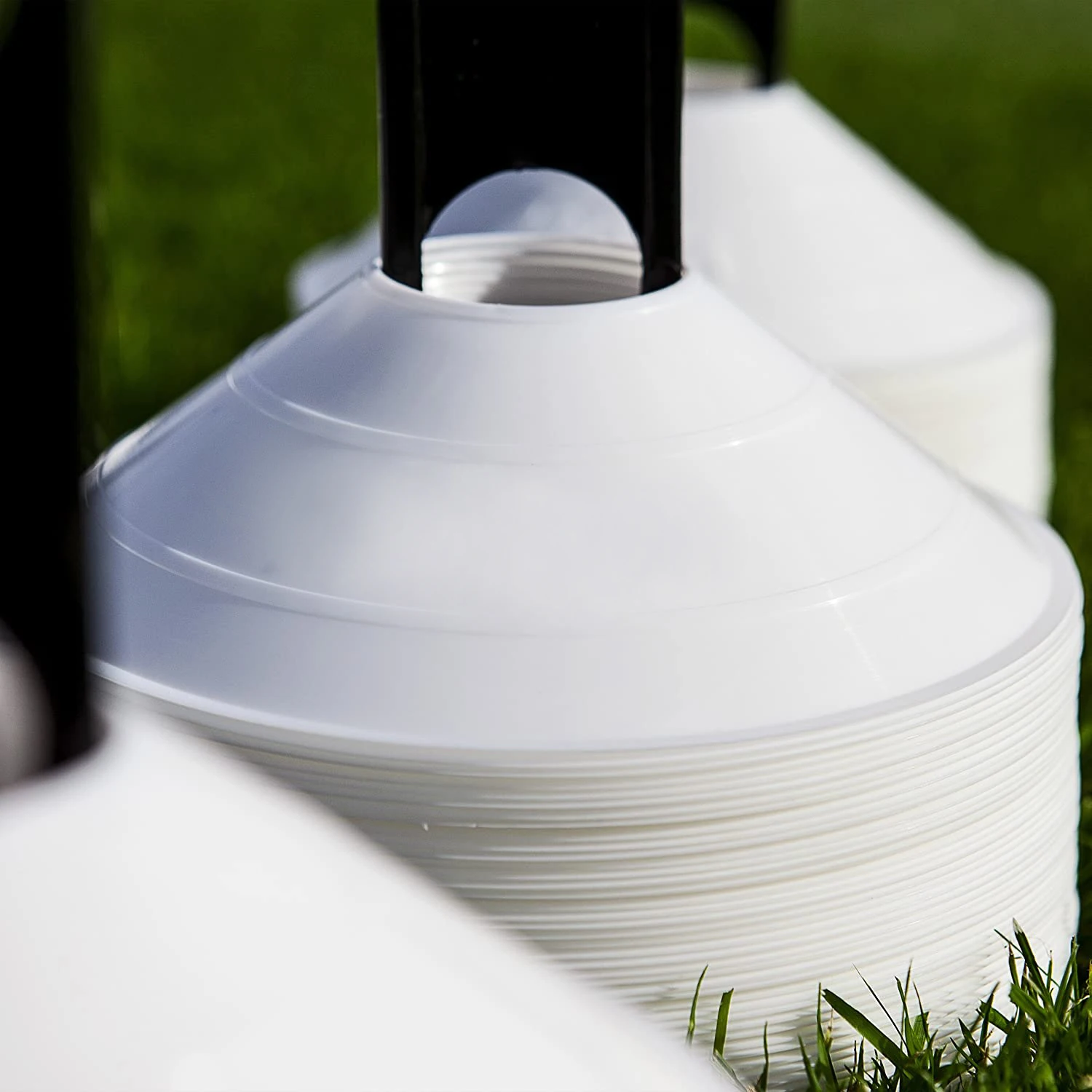 Soccer Disc Cone - Set of 50 2 Inch Multicolor Agility Cones Field Marker Cones with Holder and Mesh Bag