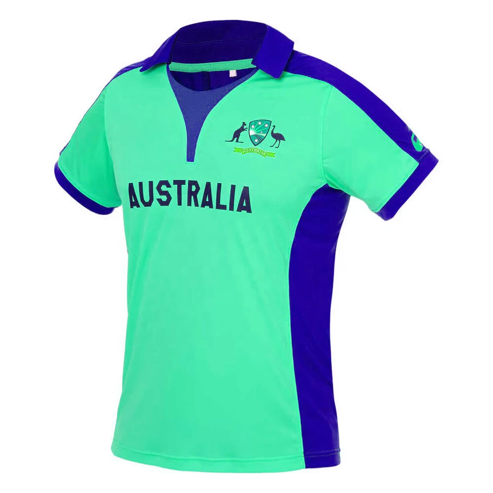 custom sublimated team cricket t shirts top design full hand Australia cricket jersey 2021-22