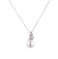 925 Sterling silver jewelry silver necklace white natural pearl cubic zirconia pendant necklace women jewelry sets
