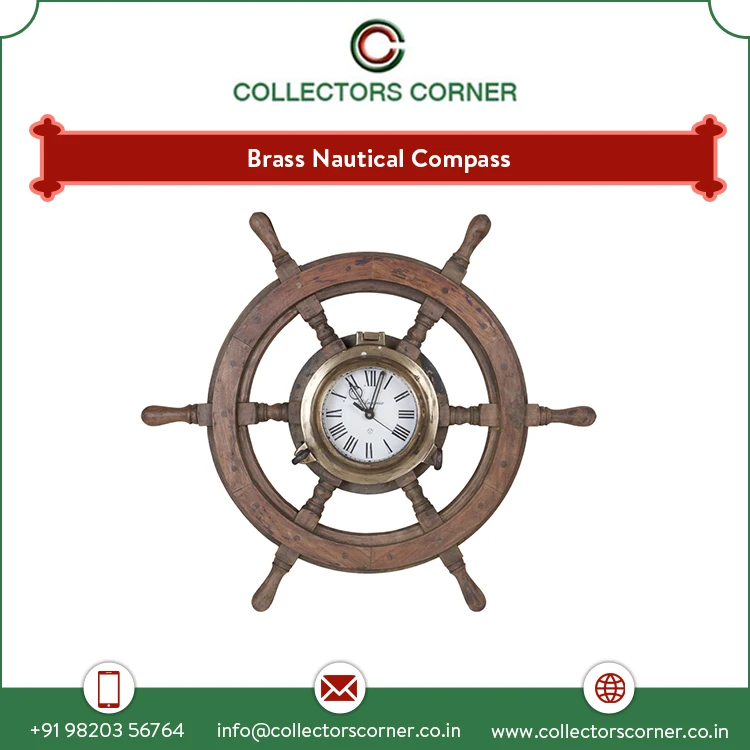 
Top Selling Elegant Nautical Decoration Wooden Ship Wheel with Portable Clock 
