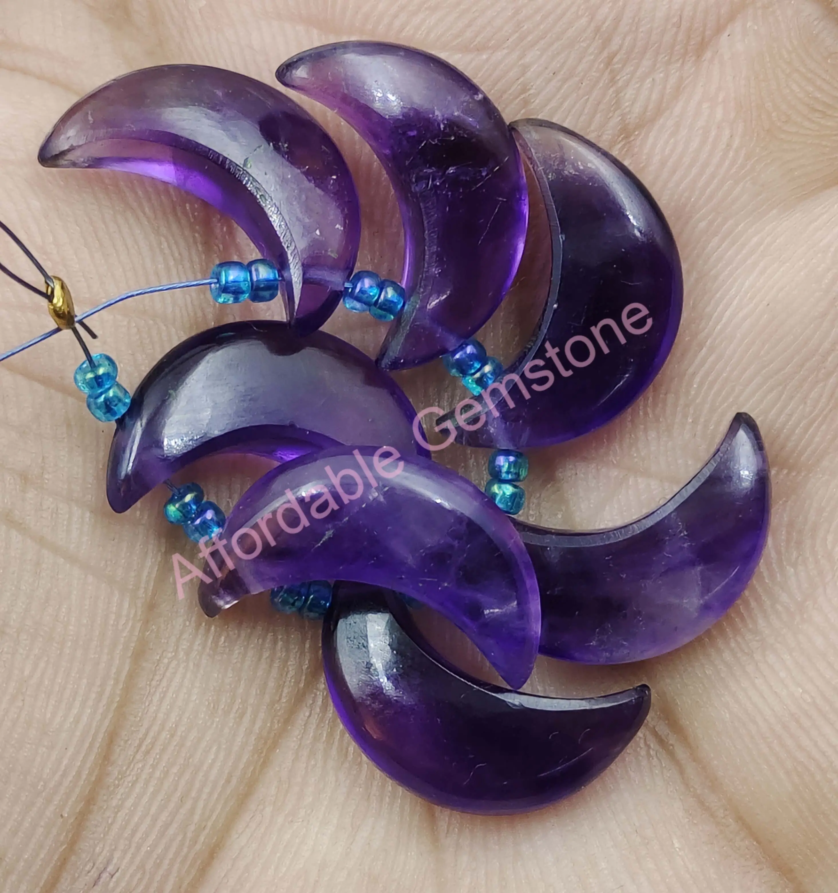 Натуральный Аметист кабошон драгоценный камень сверху бусины и драгоценные камни в форме Луны ювелирные изделия оптовая продажа из натурального камня