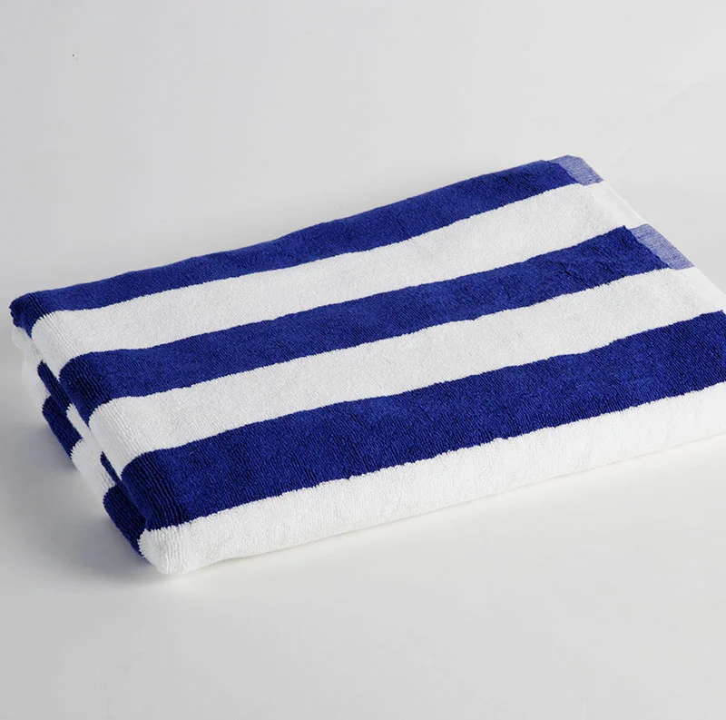 Deeda factory 100% cotton blue white stripe hotel pool towels