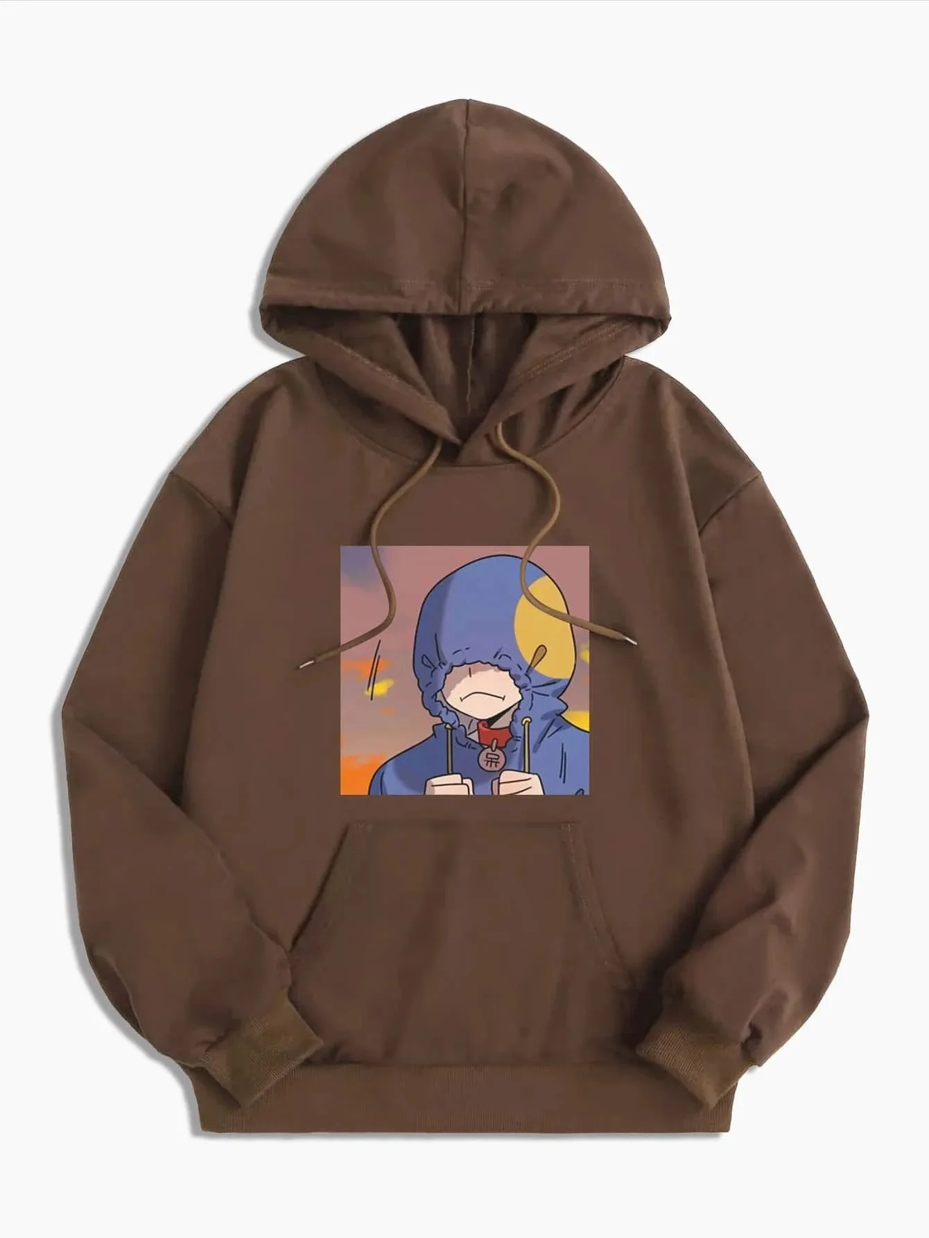 Me Custom Figure Print Drawstring Hoodie Drawstring Thermal Lined Long Sleeve Printed Oversize Pullover Hoodies Wholesale