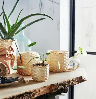 Natural bamboo plant basket handmade in Viet Nam