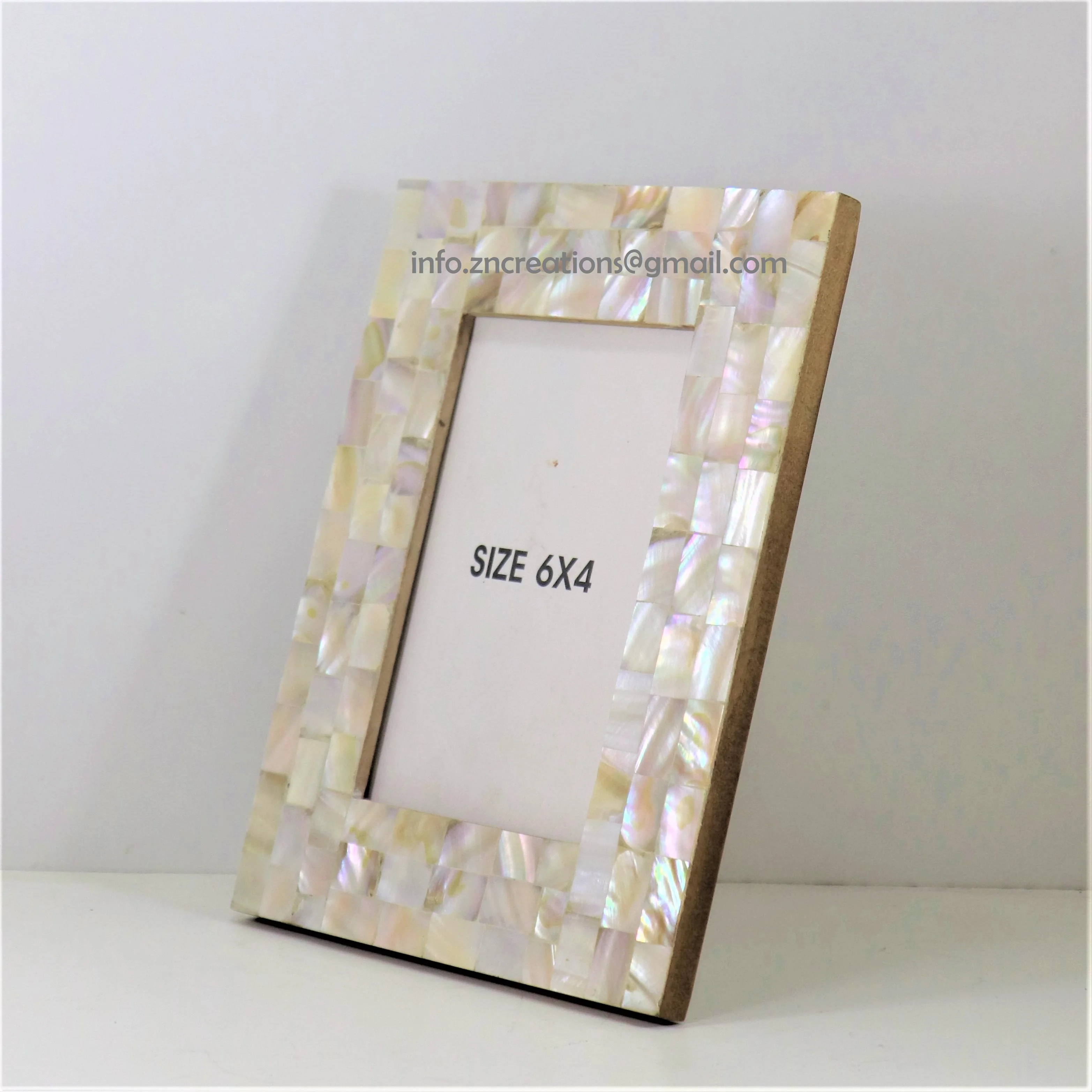 Handmade Mother of Pearl Photo Frame MOP Photo Frames with MFD Wood board support High Quality Handcrafted Canvas Picture Frame