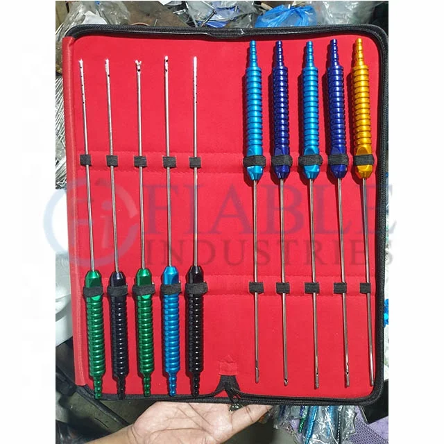 Liposuction Cannula Set of 10 pieces Fixed Handle/ Plastic Surgery Instruments/ Fat harvester set