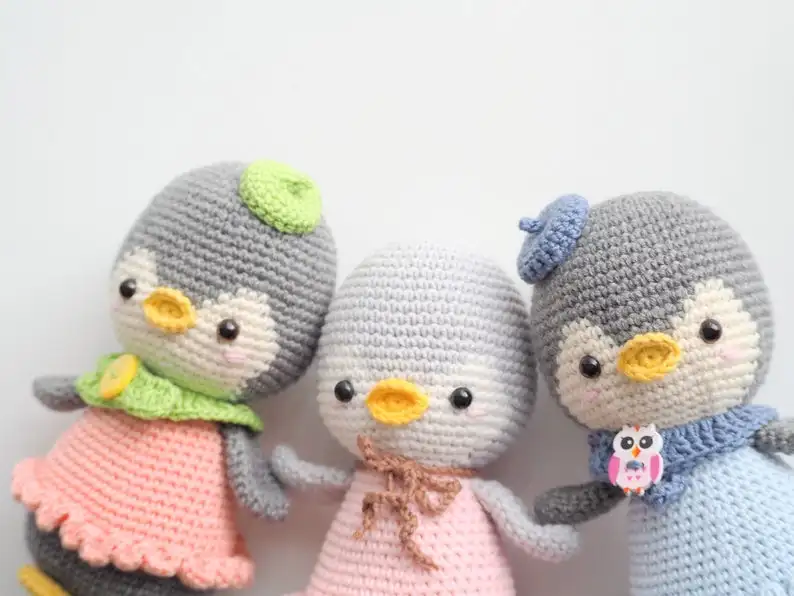 Handmade Kids Crochet Safe for Baby Cute Lovely Penguins Amigurumi Made in Vietnam Baby Crochet Toys