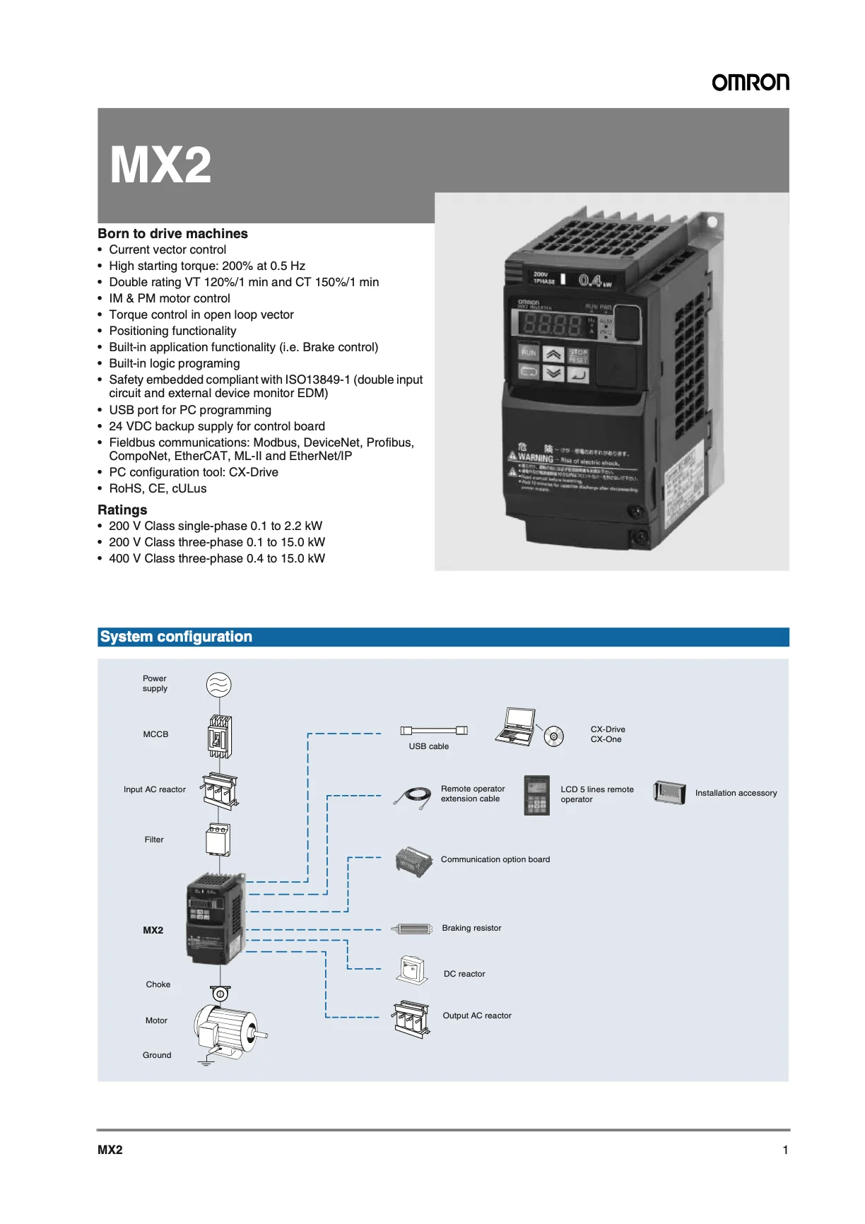 OMRON original and certified 3G3MX2-A4007-E from Germany