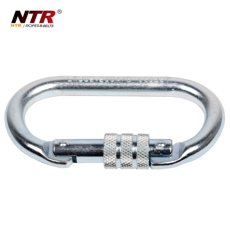 Alloy steel Oval Screw lock carabiner climbing hook