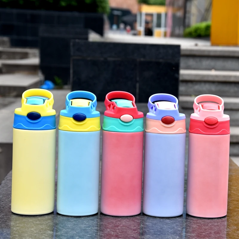 2021 new design sublimation blanks kids tumbler straight UV changing color glow in the dark 12oz kids water bottle