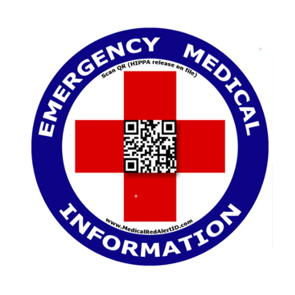 Медицинская красная система оповещения интегрированная хранения и извлечения файлов водонепроницаемая QR-голограмма наклейка для медицинской чрезвычайной ситуации