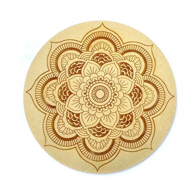 12-дюймовый деревянный MDF круглые лазерная гравировка дизайн Rangoli Мандала арт детальное проектирование гравировкой цветка Wall Art висит