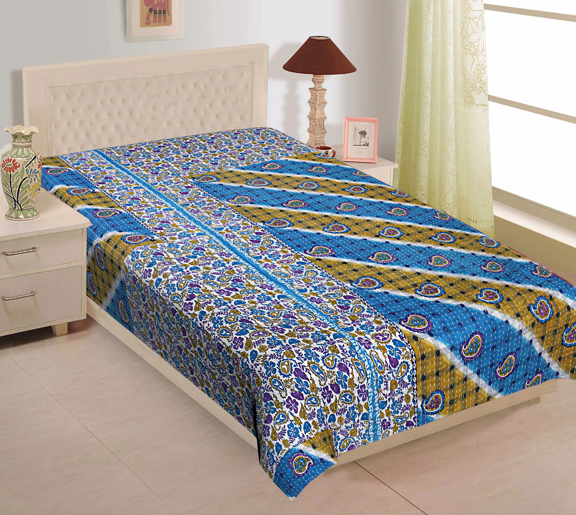 Wholesale Lot Of Indian Vintage Kantha Quilt Handmade Throw Reversible Blanket Bedspread Cotton Fabric Bohemian quilt