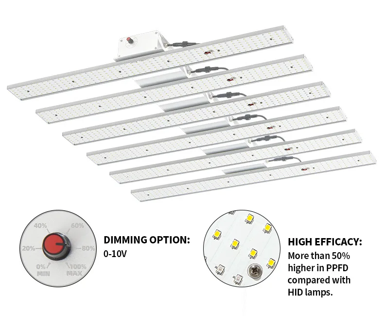 Indoor Hydroponic Veg  HPS 8 Lights Bar UV IR 600w Cob Samsung lm301H LM301B Led Grow Light