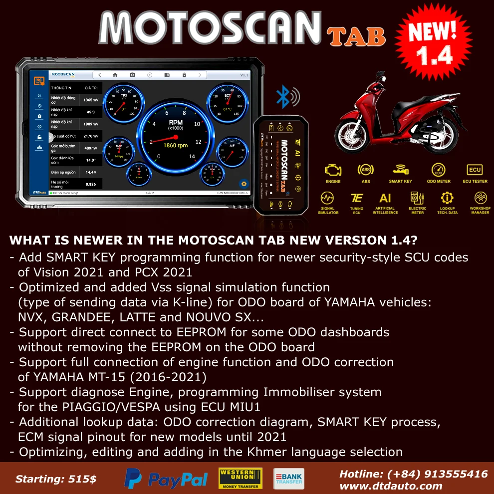 MOTOSCAN TAB - SMART DEVICE TO DIAGNOSE, REPAIR ELECTRONIC AND ELECTRICAL SYSTEMS FOR NEW GENERATION MOTORCYCLES