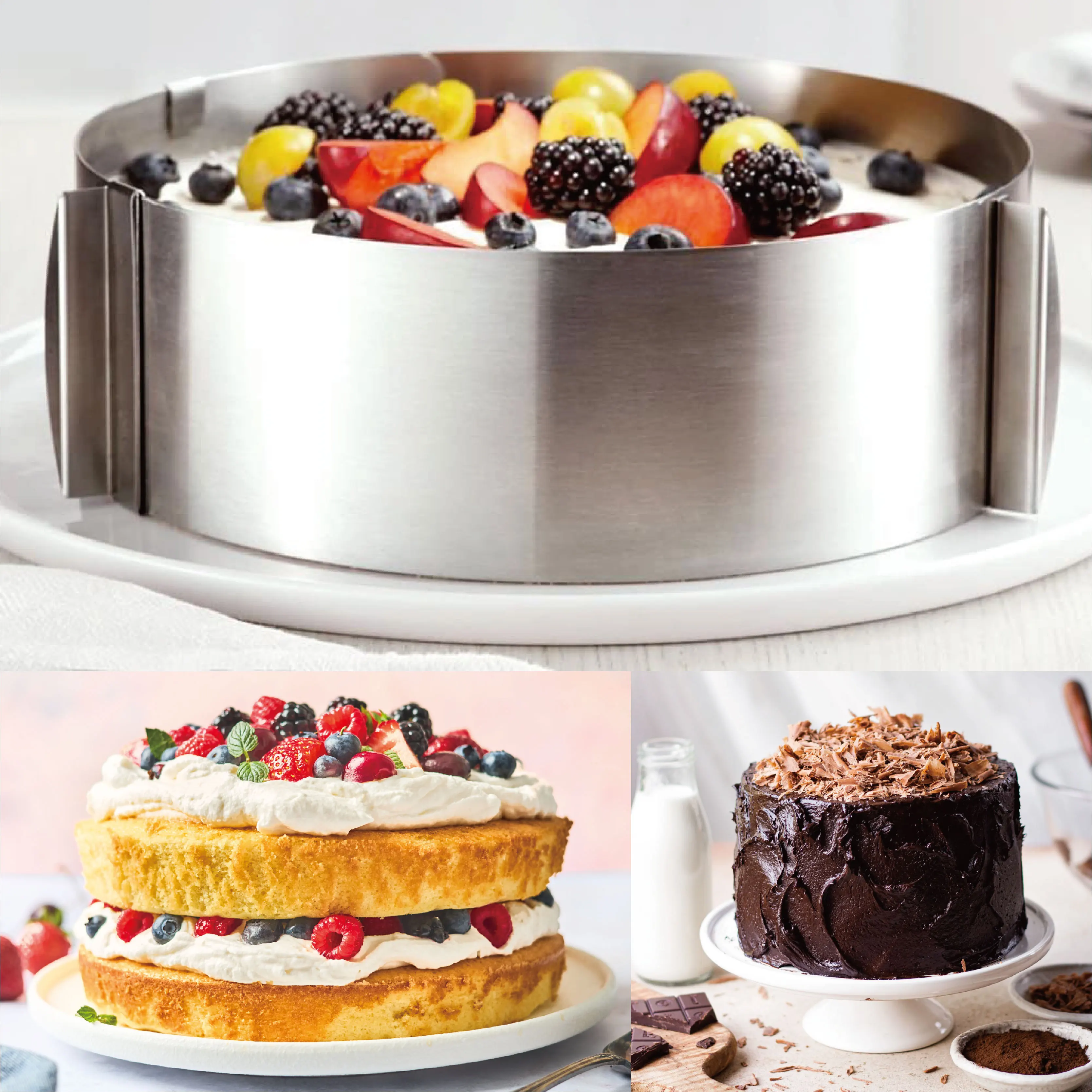 Adjustable stainless steel cake ring Mousse cake Mold Baking Ring
