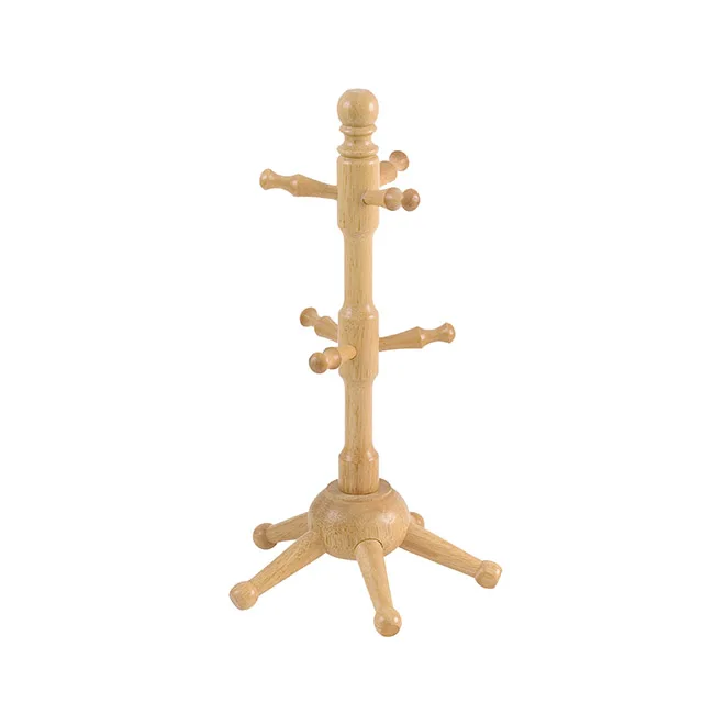 Stable & Sturdy Environmental Friendly Anti-slip Wooden Cup Holder Allow To Hang 6 Cups Either Square or Circular