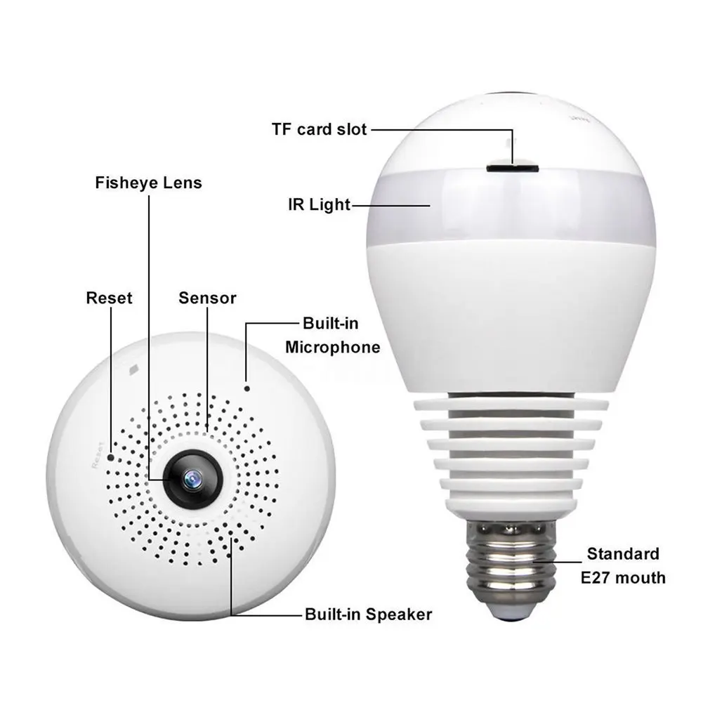 Wifi Camera Security Guard Two Way Audio Hot Sale Full 360 Degree Home security Lamp Hidden Bulb IP Camera