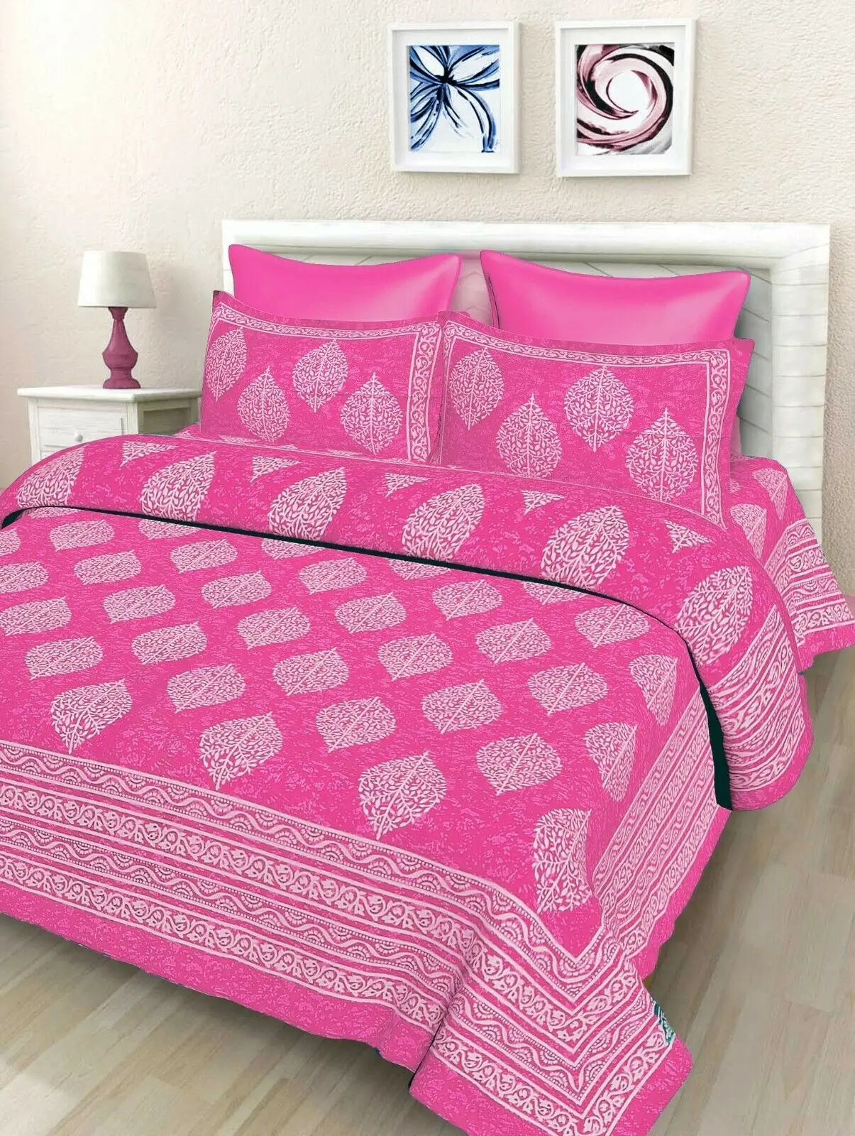 High Quality Famous Brand Printed 100% Cotton Bed sheets Indian Floral Cotton Jaipuri with 2 Pillow Covers