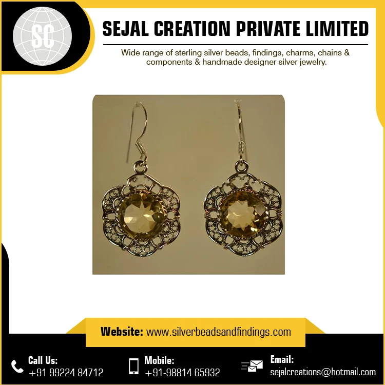 Wholesale 24K Gold Plated 925 Sterling Silver Dubai Jewelry-Fashionable Gemstone Stud Earrings for Women