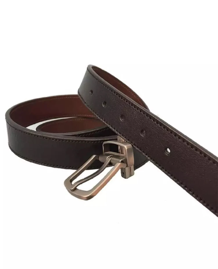 Handmade Leather Belt with Stitched Stainless Steel or Brass Buckle-Belts