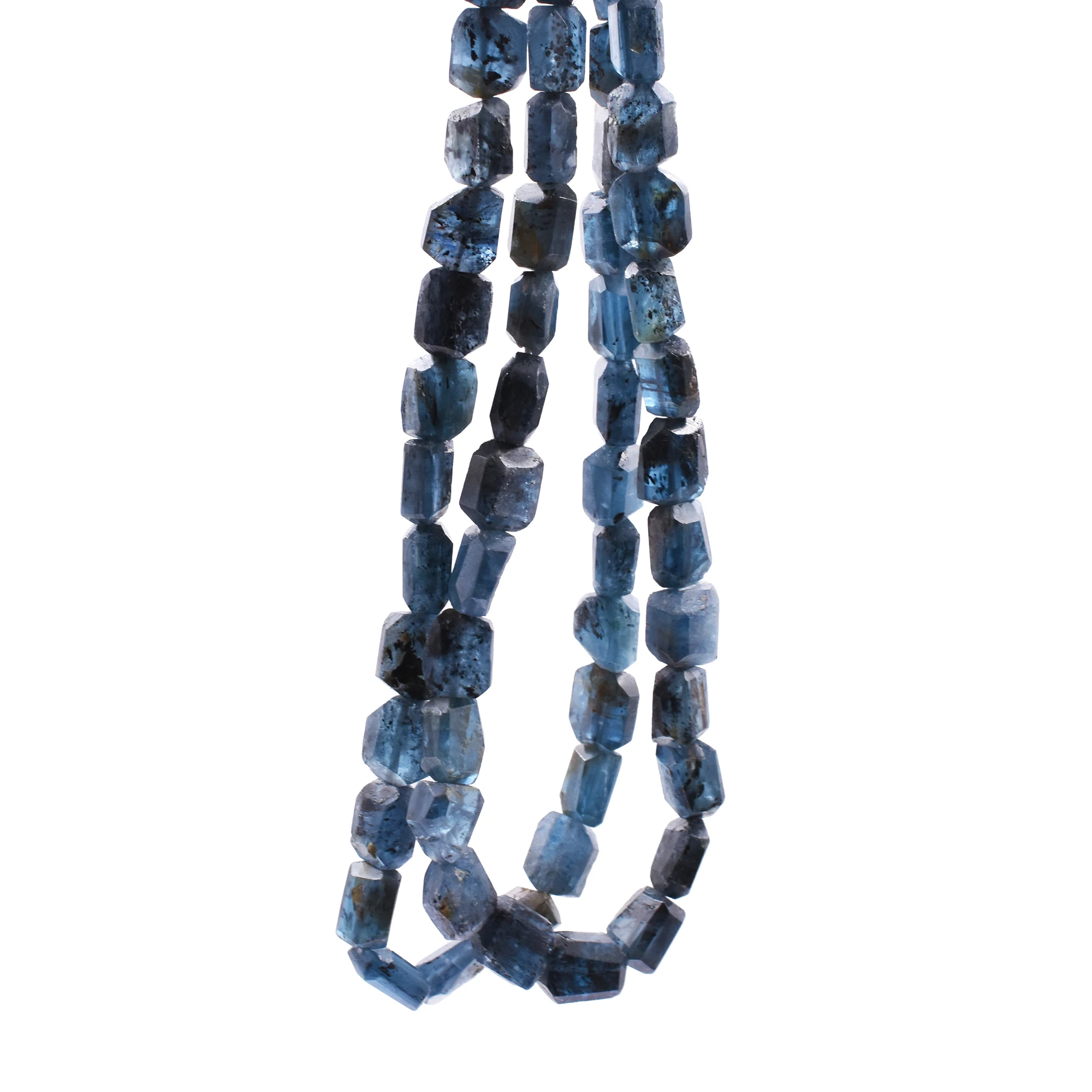 Blue Kyanite 9 To 10 MM Step Cut Nuggets Shape Beads Strand